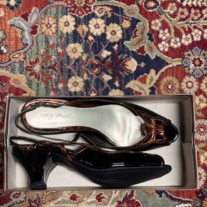 Easy Street Black & Brown Slingback Heels – Size 11